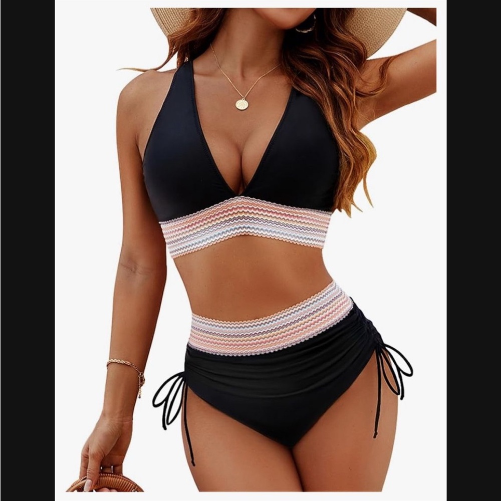 Boho Burnt Orange Halter Bikini Set 2nd pic-New in pkg! Sticker still intact!